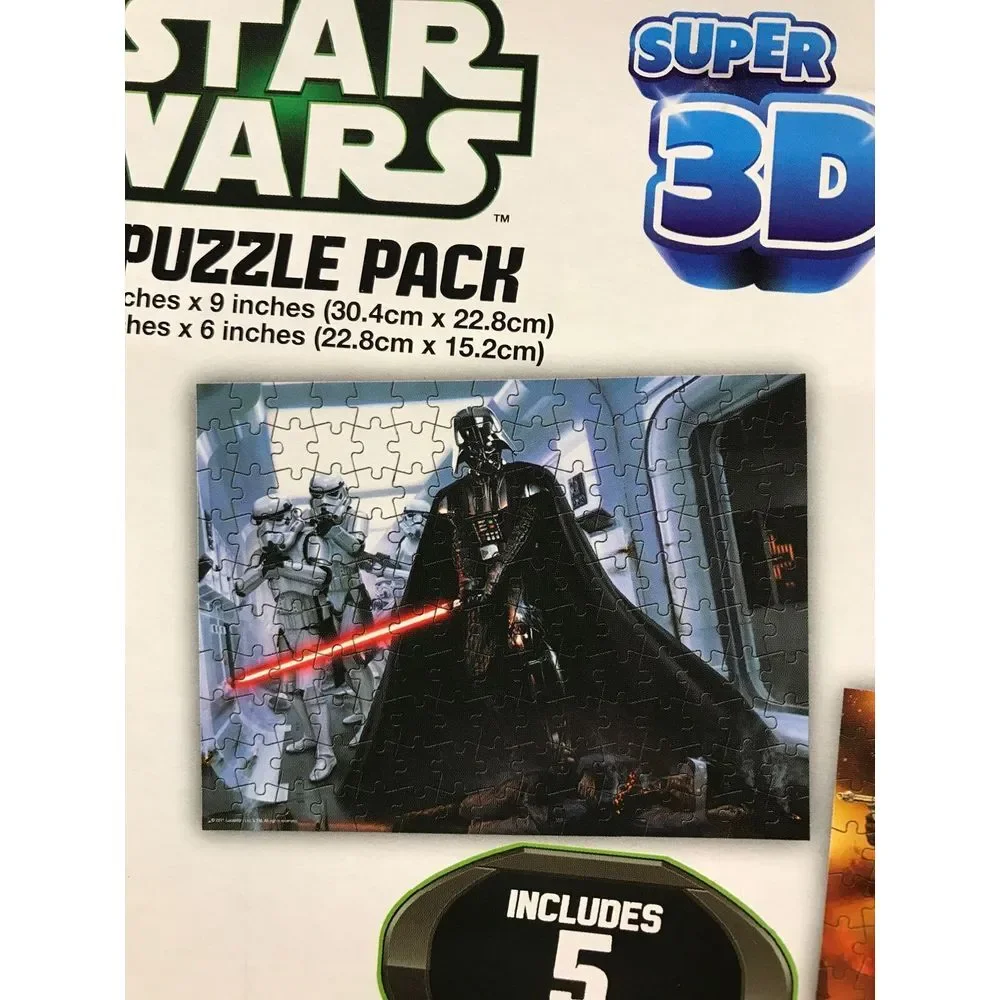 Star Wars 3D 5 pack sealed not opened vintage Jigsaw puzzle pack by Cardinal NEW